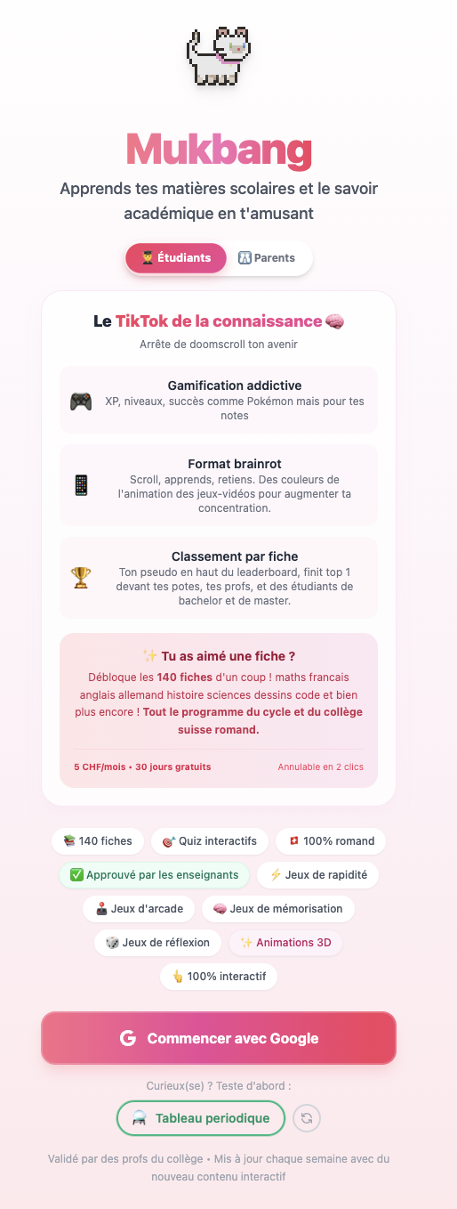 Mukbang - Gamified Learning Platform