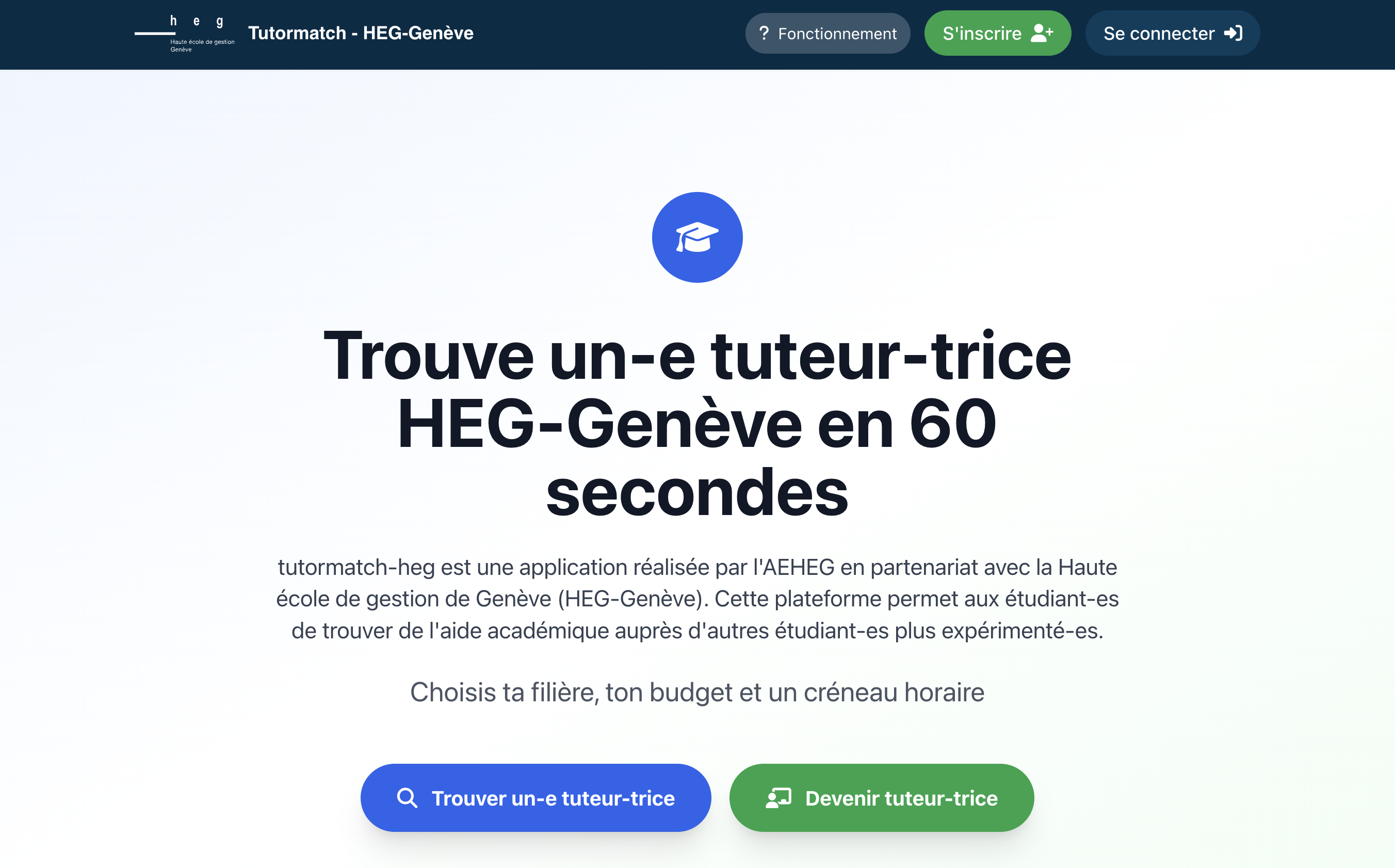 Tutormatch - Application de matching tuteur-étudiant HEG Genève